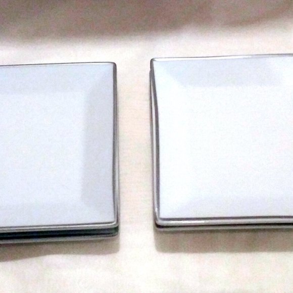 White Rim Square Stoneware Plates, Desser Plates, Bread Plates, Fruit Plates - Picture 5 of 12